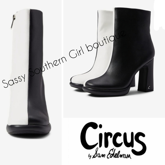 Sam Edelman Shoes - ⭐🆕Sam Edelman Circus Black White 2 toned platform leather booties